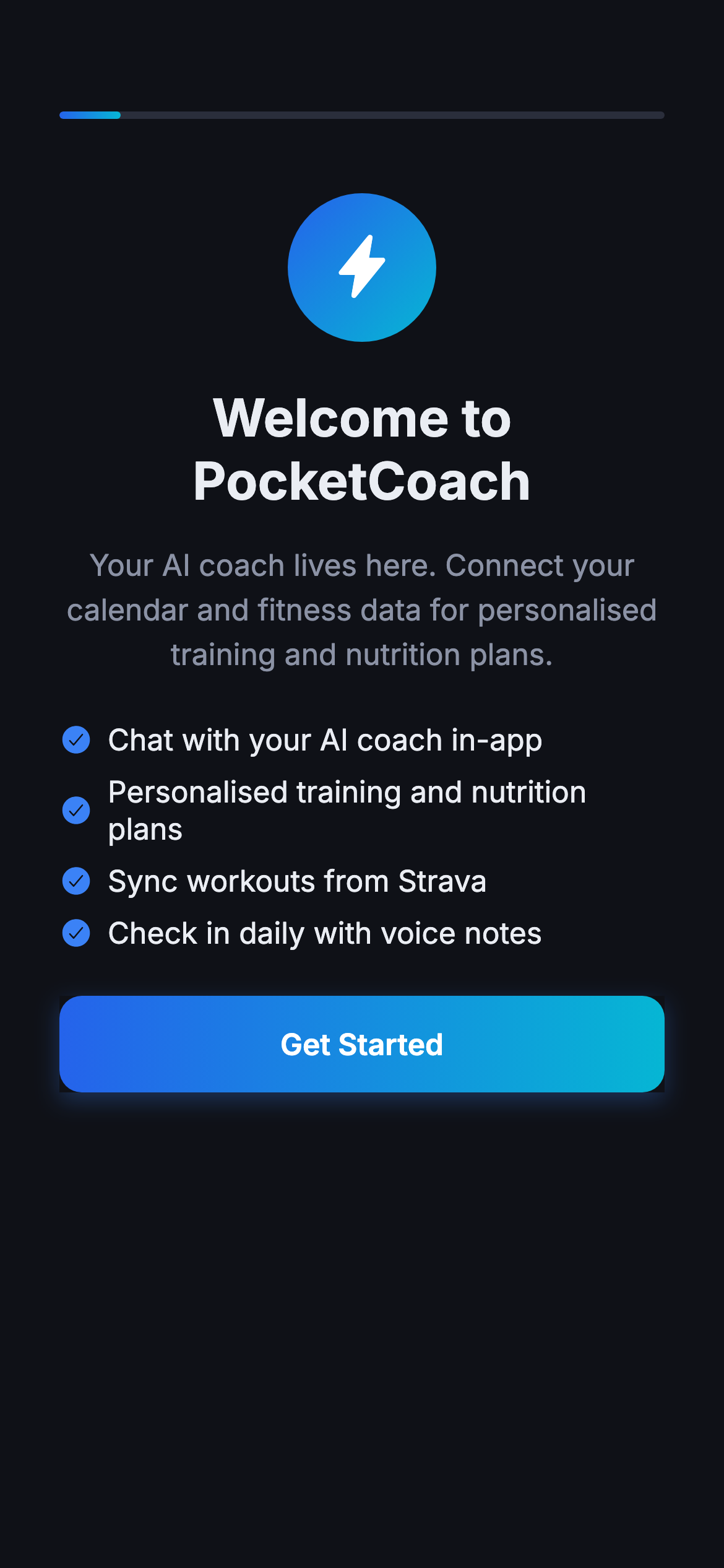 Current onboarding welcome screenshot